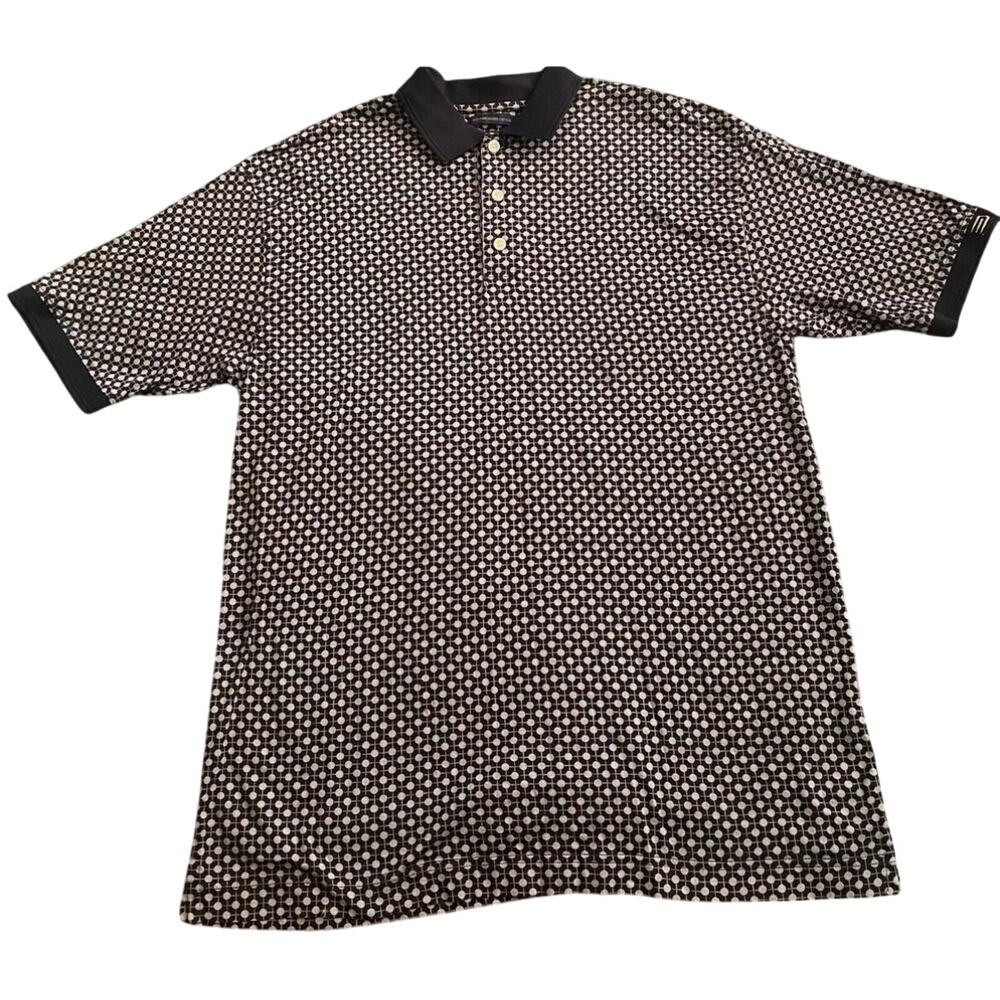 DOCKERS GOLF ALL OVER PRINT MEN'S POLO SHORT SLEEVE MEDIUM SHIRT Vintage 90s